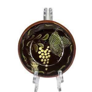 Vintage Eldreth Pottery Grape Vine Small Bowl Trinket Dish Redware 2016 Cottage‎
